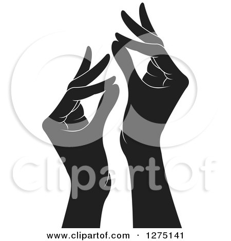 Clipart of Black and White Hands Gesturing Ok - Royalty Free Vector Illustration by Lal Perera