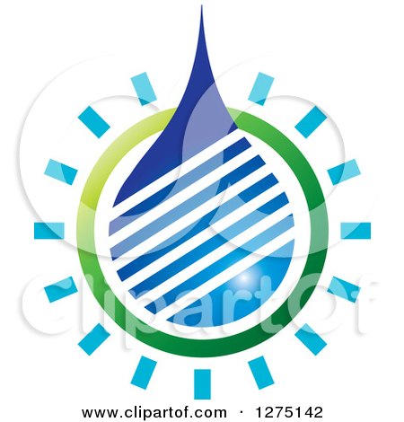 Clipart of a Blue and Green Water Drop Design - Royalty Free Vector Illustration by Lal Perera