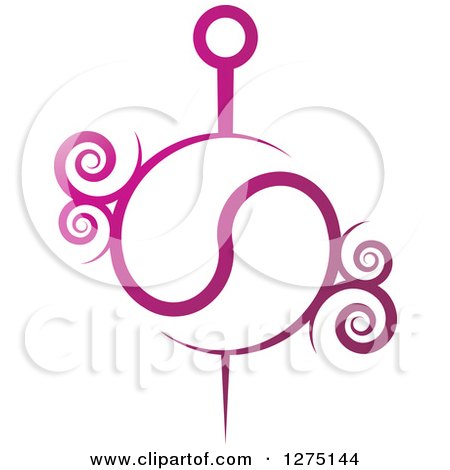 Clipart of a Gradient Pink and Purple Needle with Swirls - Royalty Free Vector Illustration by Lal Perera