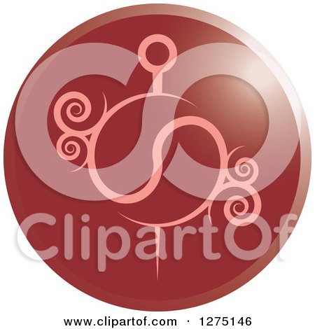 Clipart of a Pink Needle with Swirls on a Round Red Icon - Royalty Free Vector Illustration by Lal Perera