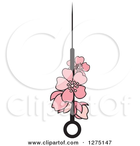 Clipart of a Needle with Pink Flowers - Royalty Free Vector Illustration by Lal Perera