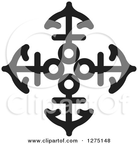 Clipart of a Black Anchor Cross - Royalty Free Vector Illustration by Lal Perera