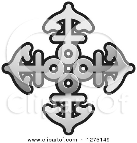 Clipart of a Black and Silver Anchor Cross - Royalty Free Vector Illustration by Lal Perera