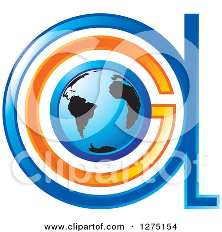 Clipart of a Blue and Orange Globe and Abstract GA Logo - Royalty Free Vector Illustration by Lal Perera