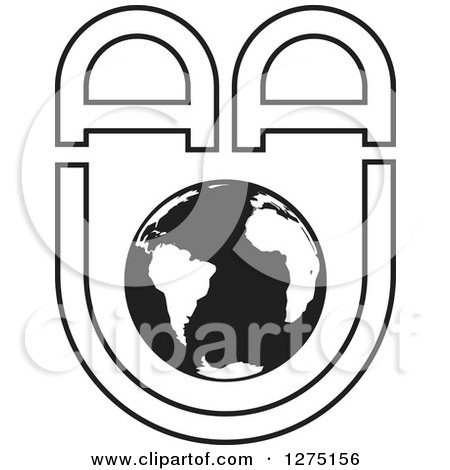 Clipart of a Black and White Earth with Aau Letters - Royalty Free Vector Illustration by Lal Perera