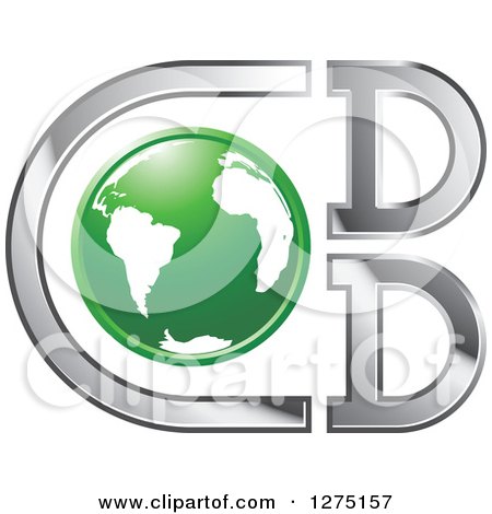 Clipart of a Green and White Earth with Silver Cdd Letters - Royalty Free Vector Illustration by Lal Perera