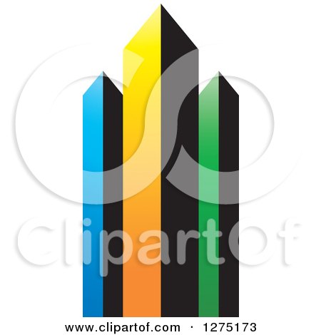 Clipart of a Colorful Skyscraper Design - Royalty Free Vector Illustration by Lal Perera