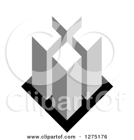 Clipart of a Grayscale Cubic Design 2 - Royalty Free Vector Illustration by Lal Perera