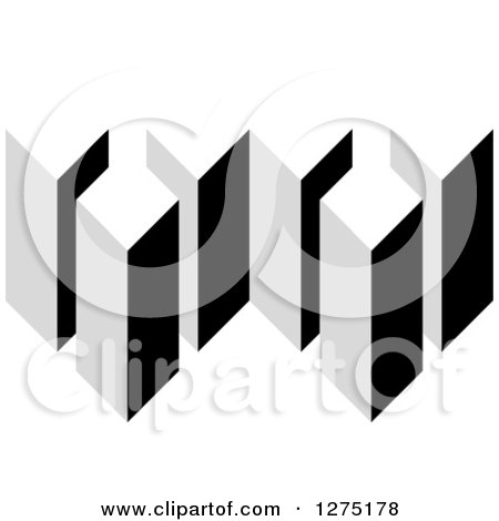 Clipart of a Grayscale Cubic Design 3 - Royalty Free Vector Illustration by Lal Perera