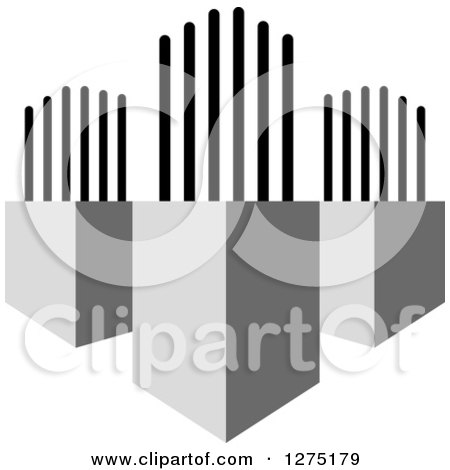 Clipart of a Grayscale Cubic Design 5 - Royalty Free Vector Illustration by Lal Perera