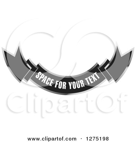 Clipart of a Black and Silver Ribbon Banner with Sample Text - Royalty Free Vector Illustration by Lal Perera