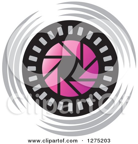 Clipart of a Pink Black and Gray Shutter Icon - Royalty Free Vector Illustration by Lal Perera