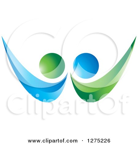 Clipart of a 3d Blue and Green Abstract Couple Design 2 - Royalty Free Vector Illustration by Lal Perera