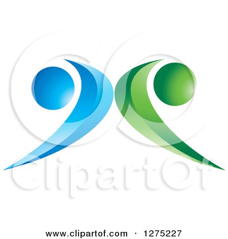 Clipart of a 3d Blue and Green Abstract Couple Design - Royalty Free Vector Illustration by Lal Perera