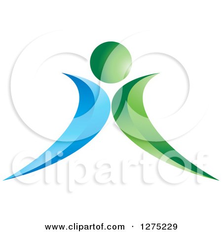 Clipart of a 3d Blue and Green Abstract Person 2 - Royalty Free Vector Illustration by Lal Perera