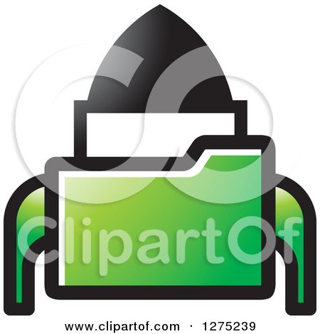 Clipart of a Green Rocket Folder - Royalty Free Vector Illustration by Lal Perera