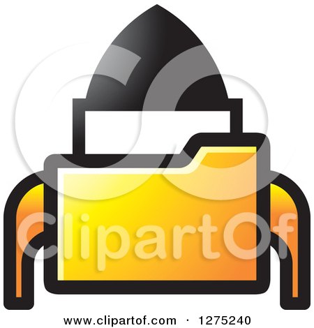 Clipart of a Yellow Rocket Folder - Royalty Free Vector Illustration by Lal Perera