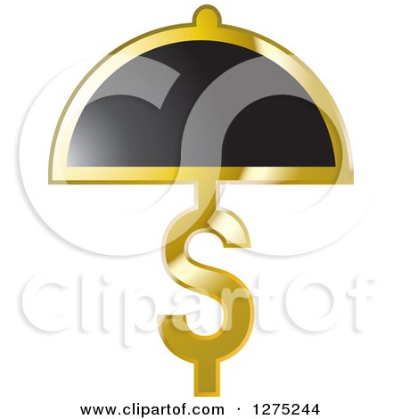 Clipart of a Gold Dollar Symbol and Cloche Platter - Royalty Free Vector Illustration by Lal Perera