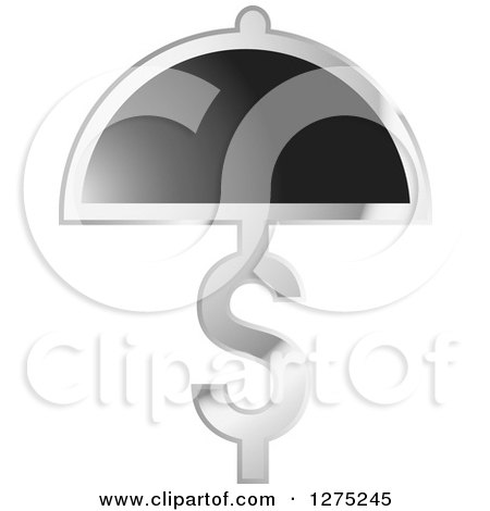 Clipart of a Silver Dollar Symbol and Cloche Platter - Royalty Free Vector Illustration by Lal Perera