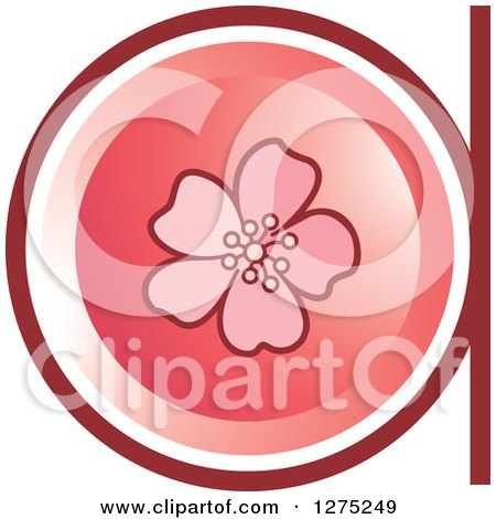 Clipart of a Pink Letter a with a Flower - Royalty Free Vector Illustration by Lal Perera