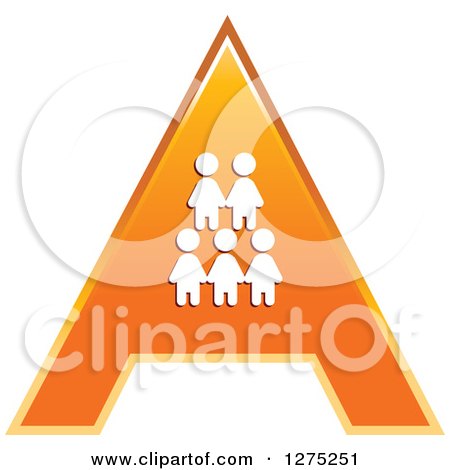 Clipart of an Orange Letter a Qith People - Royalty Free Vector Illustration by Lal Perera