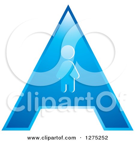 Clipart of a Blue Letter a and Person - Royalty Free Vector Illustration by Lal Perera