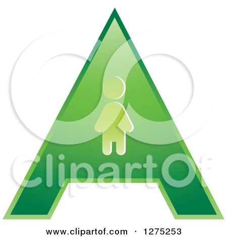 Clipart of a Green Letter a and Person - Royalty Free Vector Illustration by Lal Perera