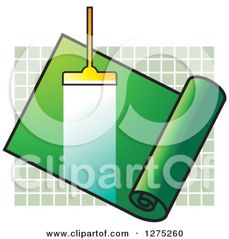 Clipart of a Carpet Cleaner Leaving a Streak in a Green Roll over Tiles - Royalty Free Vector Illustration by Lal Perera
