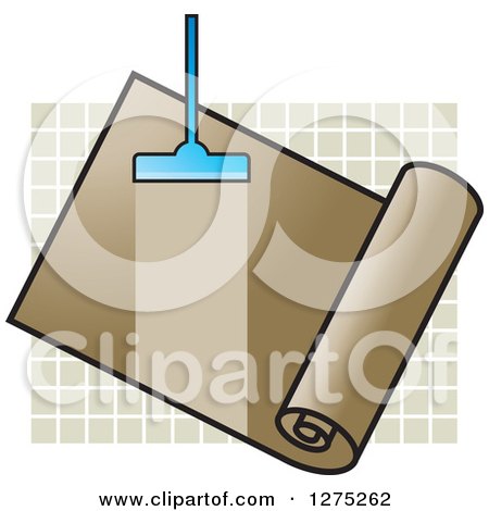 Clipart of a Carpet Cleaner Leaving a Streak in a Brown Roll over Tiles - Royalty Free Vector Illustration by Lal Perera
