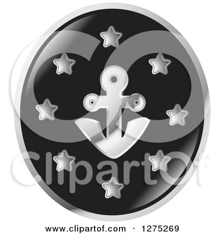 Clipart of a Grayscale Anchor and Star Icon - Royalty Free Vector Illustration by Lal Perera