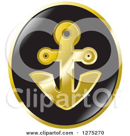 Clipart of a Gold and Black Anchor and Star Icon - Royalty Free Vector Illustration by Lal Perera