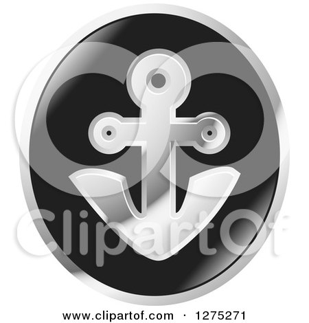 Clipart of a Grayscale Anchor Icon - Royalty Free Vector Illustration by Lal Perera