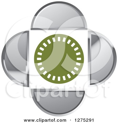 Clipart of a Green and White Circle with Silver Designs - Royalty Free Vector Illustration by Lal Perera