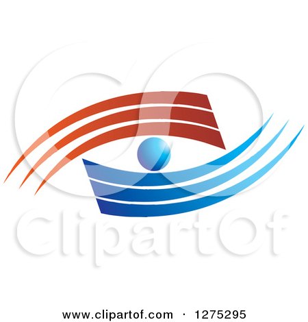 Clipart of a Red and Blue Swoosh Eye Design - Royalty Free Vector Illustration by Lal Perera