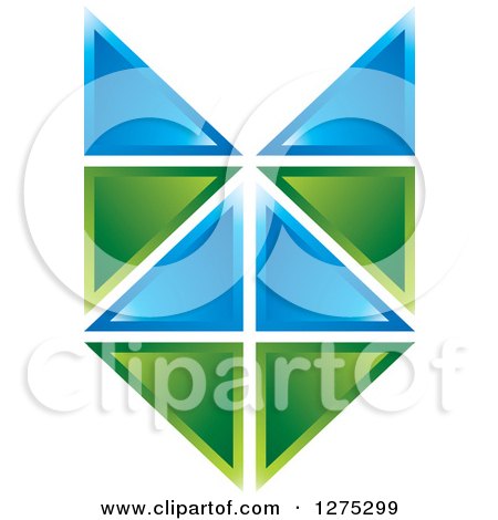 Clipart of a Blue and Green Geometric Abstract Tile Design - Royalty Free Vector Illustration by Lal Perera