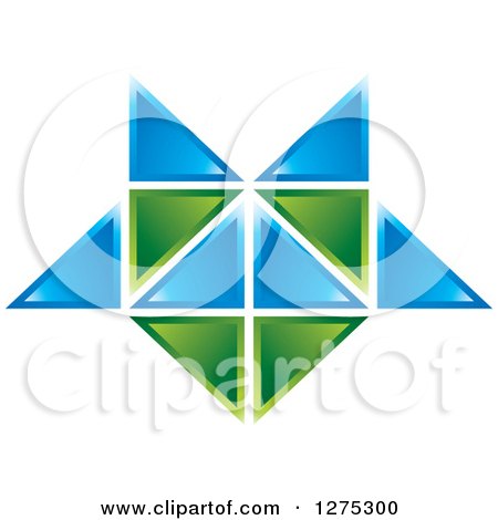 Clipart of a Blue and Green Geometric Abstract Tile Design 2 - Royalty Free Vector Illustration by Lal Perera