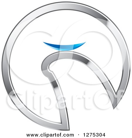 Clipart of a Blue Bowl in a Silver Design - Royalty Free Vector Illustration by Lal Perera