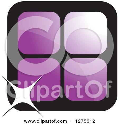 Clipart of Four Purple Cages or Tiles with a Sparkle - Royalty Free Vector Illustration by Lal Perera