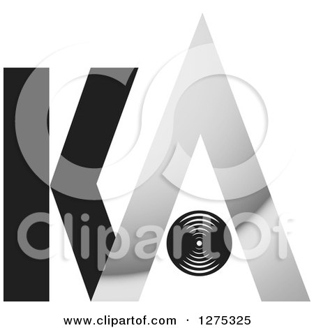 Clipart of a Black and Silver Abstract KA Logo - Royalty Free Vector Illustration by Lal Perera