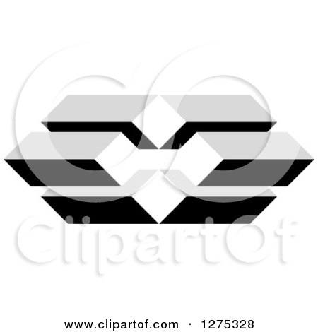 Clipart of a Grayscale Cubic Design 4 - Royalty Free Vector Illustration by Lal Perera
