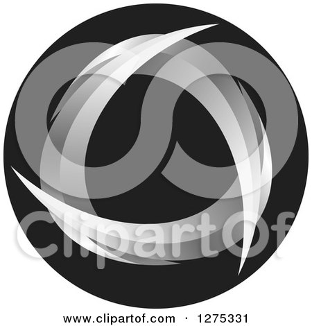 Clipart of a Round Black Icon with Gray Paint Strokes - Royalty Free Vector Illustration by Lal Perera