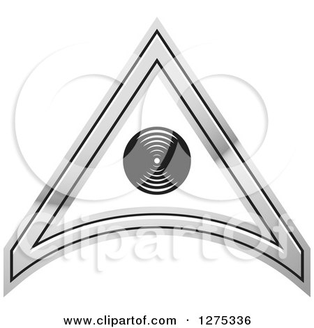 Clipart of a Black Circle in a White and Silver Triangle - Royalty Free Vector Illustration by Lal Perera