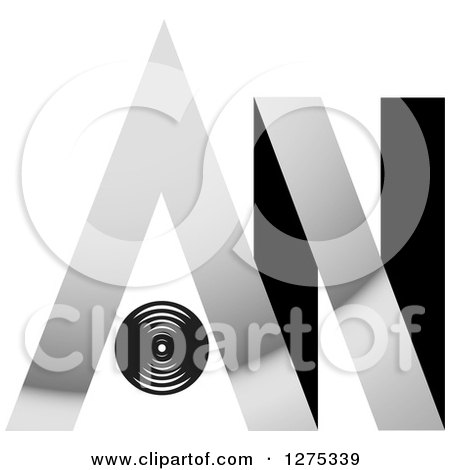 Clipart of a Grayscale Black Circle and an Design - Royalty Free Vector Illustration by Lal Perera