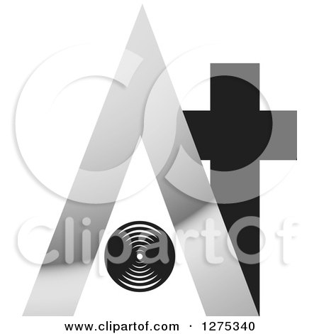 Clipart of a Grayscale Black Circle and at Design - Royalty Free Vector Illustration by Lal Perera