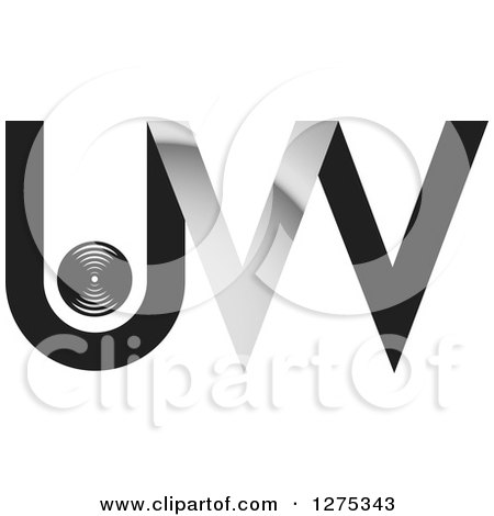 Clipart of a Black and Silver Abstract UW or UVV Logo - Royalty Free Vector Illustration by Lal Perera