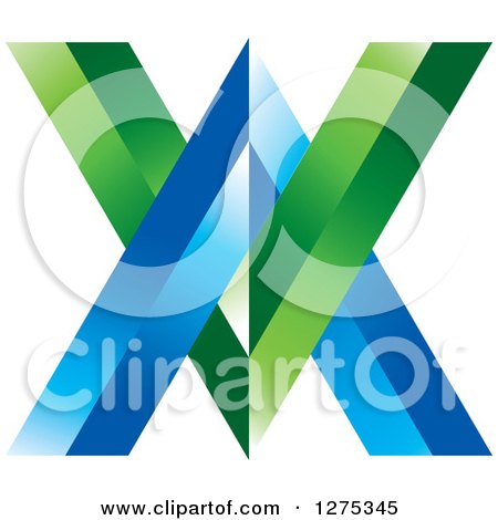 Clipart of a Blue and Green Abstract VV Logo - Royalty Free Vector Illustration by Lal Perera