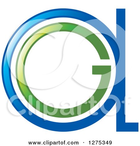 Clipart of a Blue and Green Abstract GA Logo - Royalty Free Vector Illustration by Lal Perera