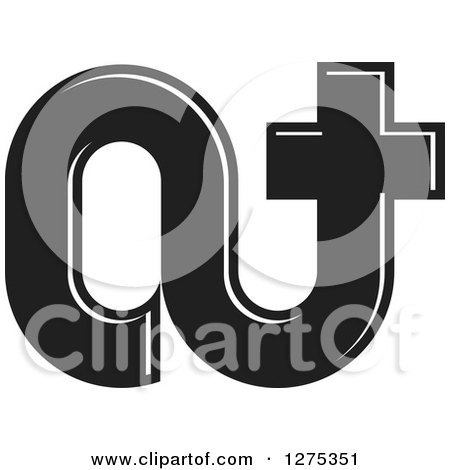 Clipart of a Black and White Abstract aT Logo - Royalty Free Vector Illustration by Lal Perera