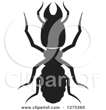 Clipart of a Black Silhouetted Termite - Royalty Free Vector Illustration by Lal Perera