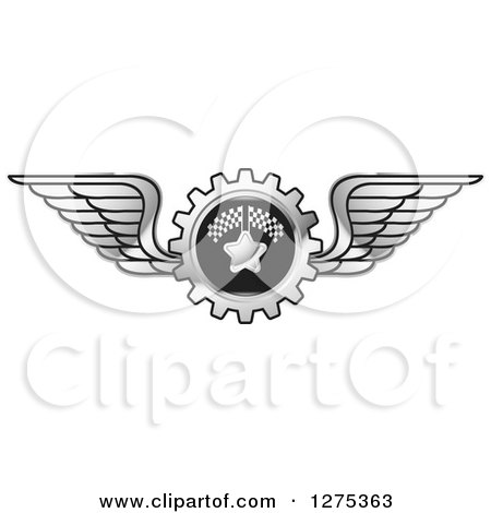 Clipart of a Winged Racing Gear Cog - Royalty Free Vector Illustration by Lal Perera